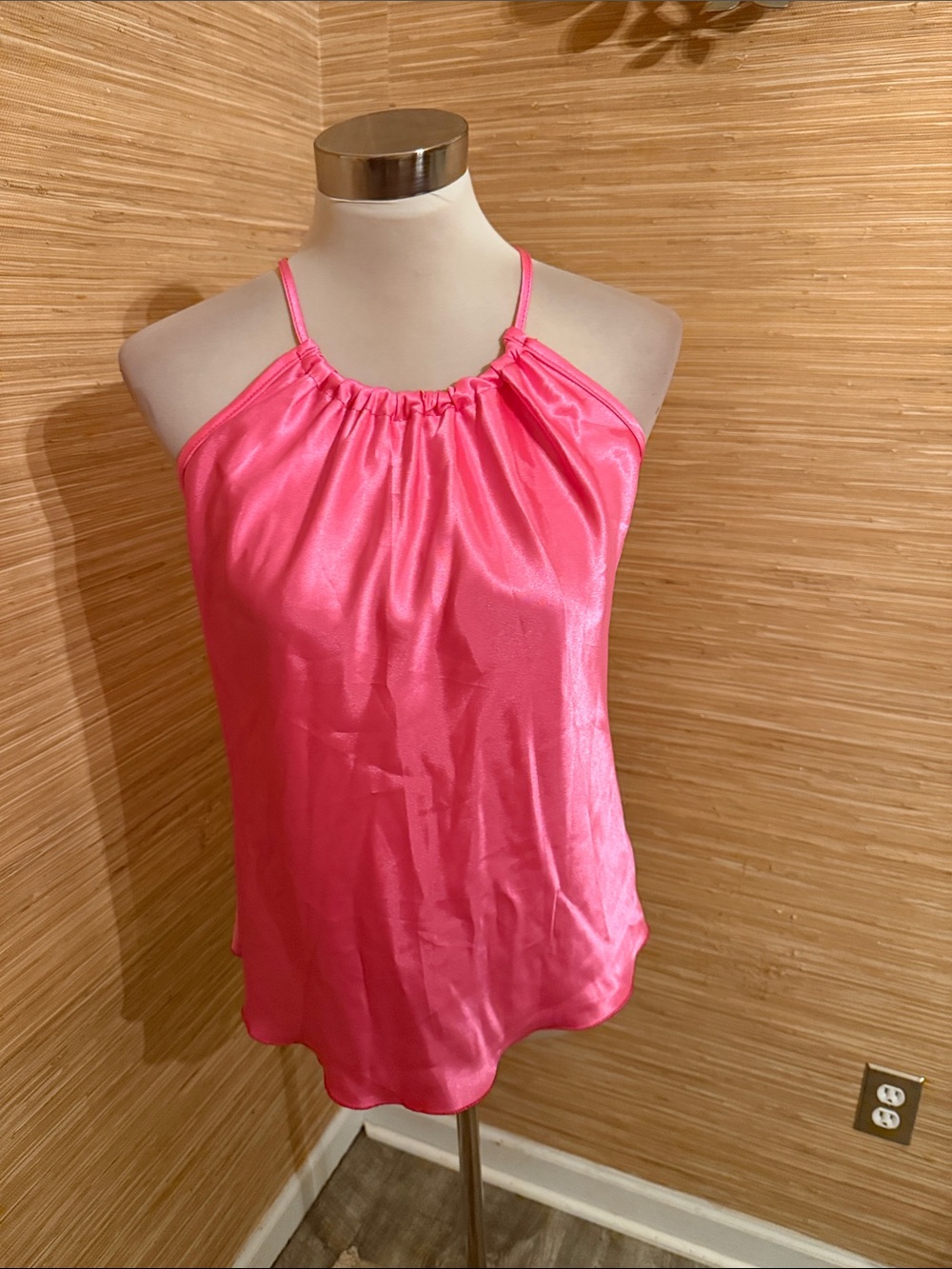Nicole Miller Hot Pink Satin Halter Cami